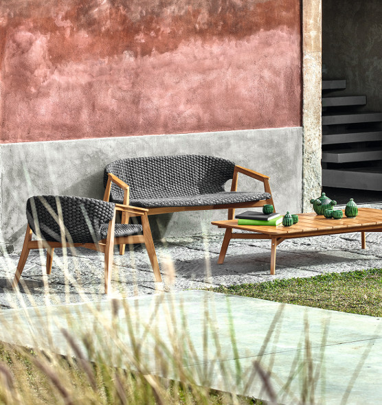 Two seater sofa for garden in teak - Knit | Ethimo